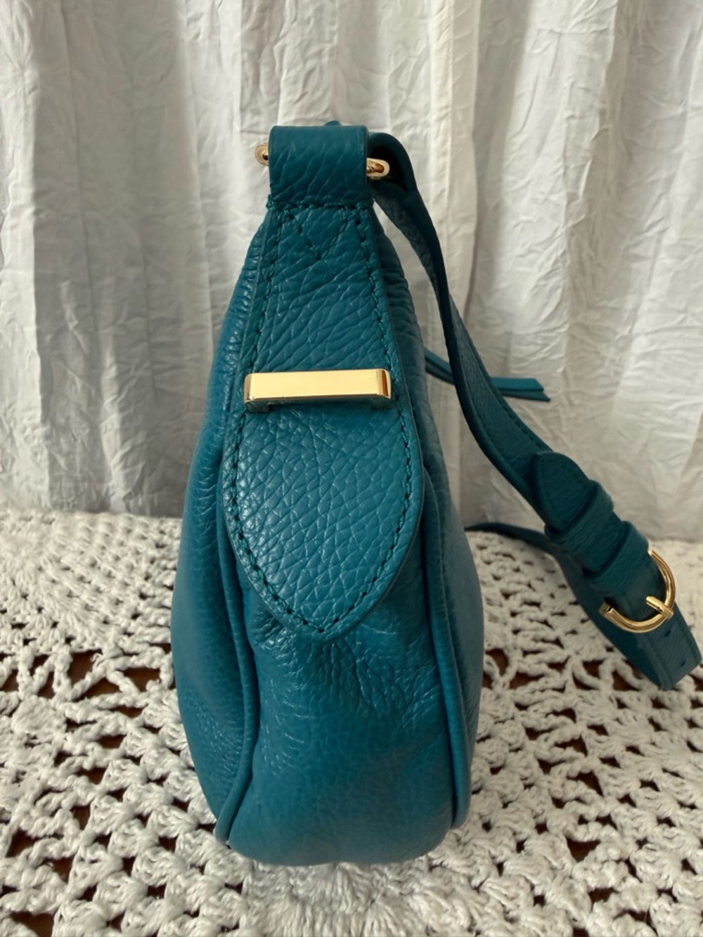Talbots Teal Leather Crossbody Bag - Picture 6 of 12